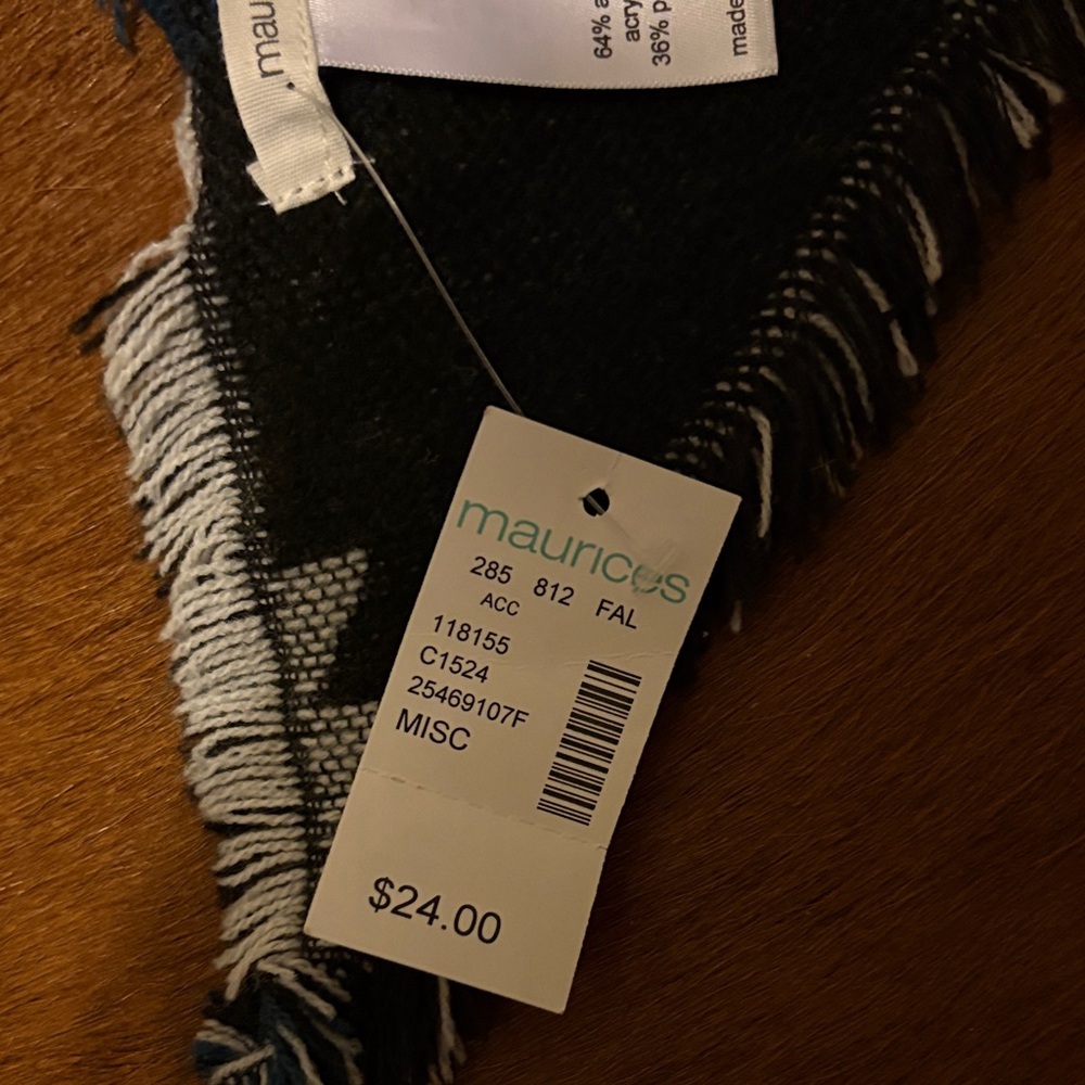 Maurices Black and White Fringed Scarf - Picture 2 of 2